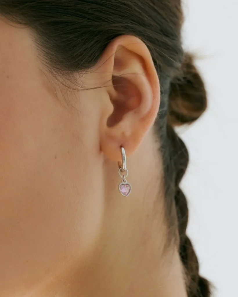 Pink Trembling Heart Hoops