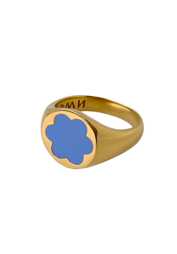 Blue Forget-Me-Not Gold Plated Signet