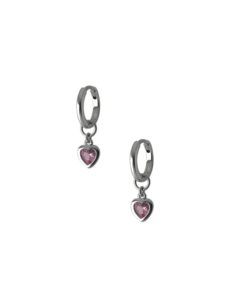 Pink Trembling Heart Hoops
