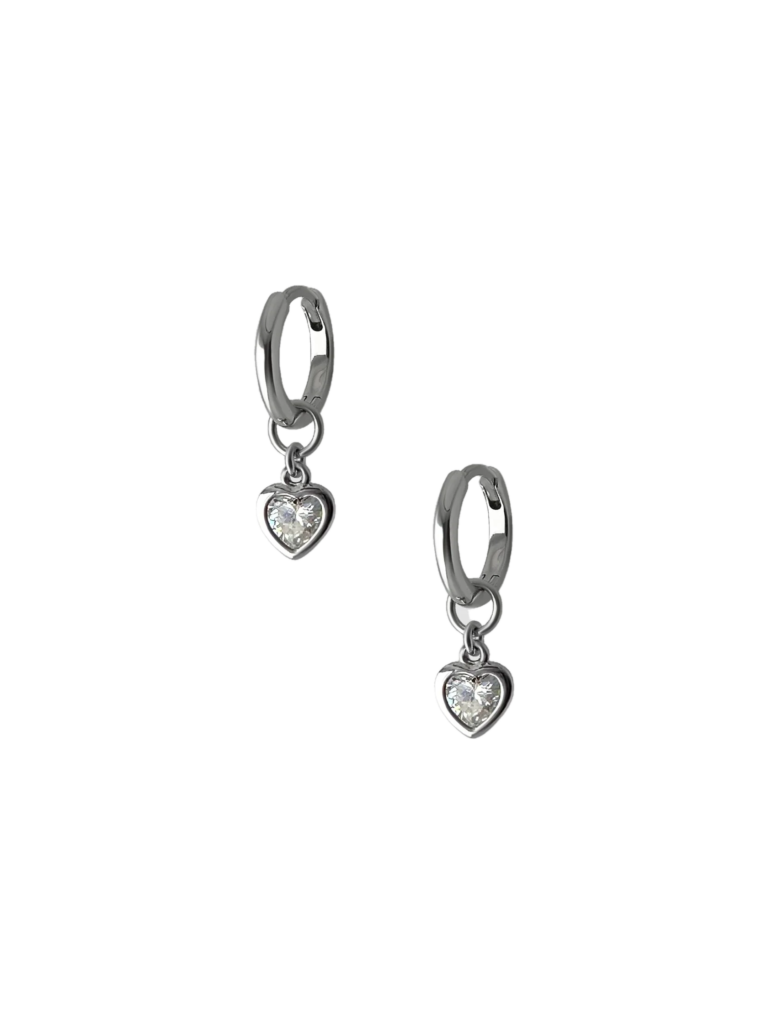 Crystal Trembling Heart Hoops