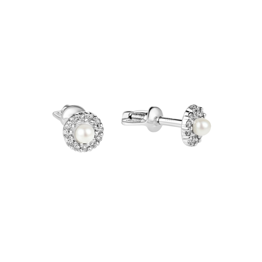 Pearl on Micro-diamonds Pave Studs