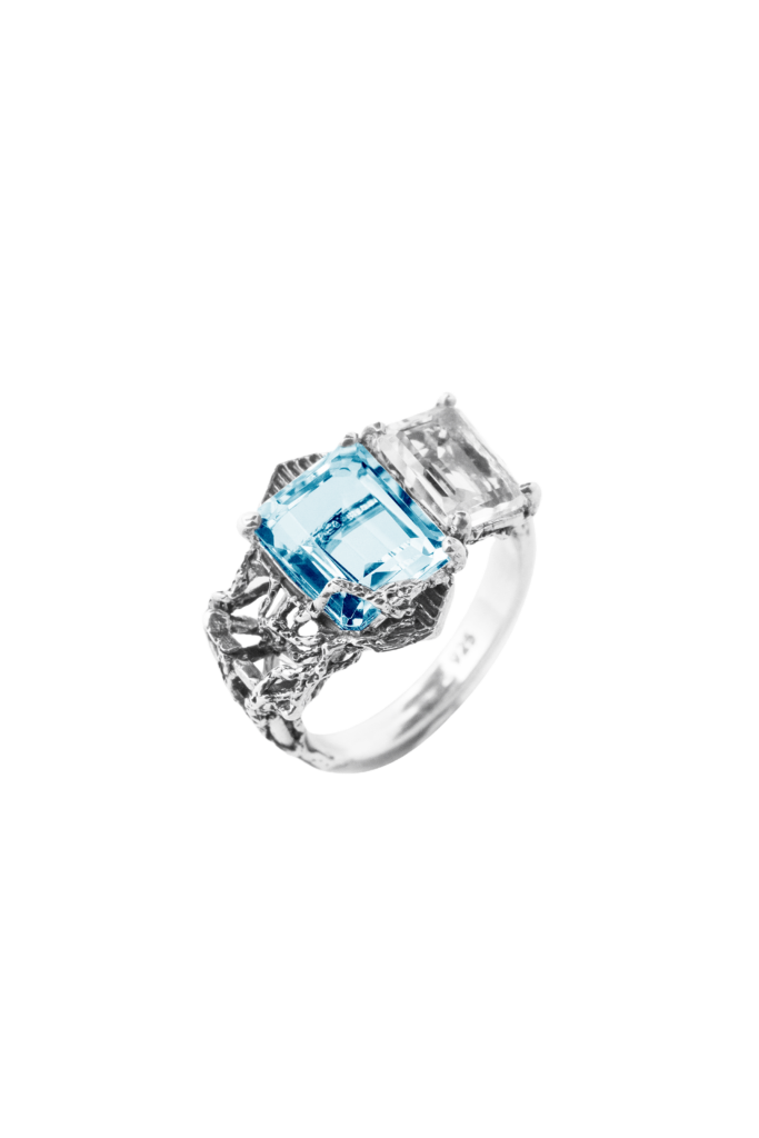Blue Topaz Triplet Ring