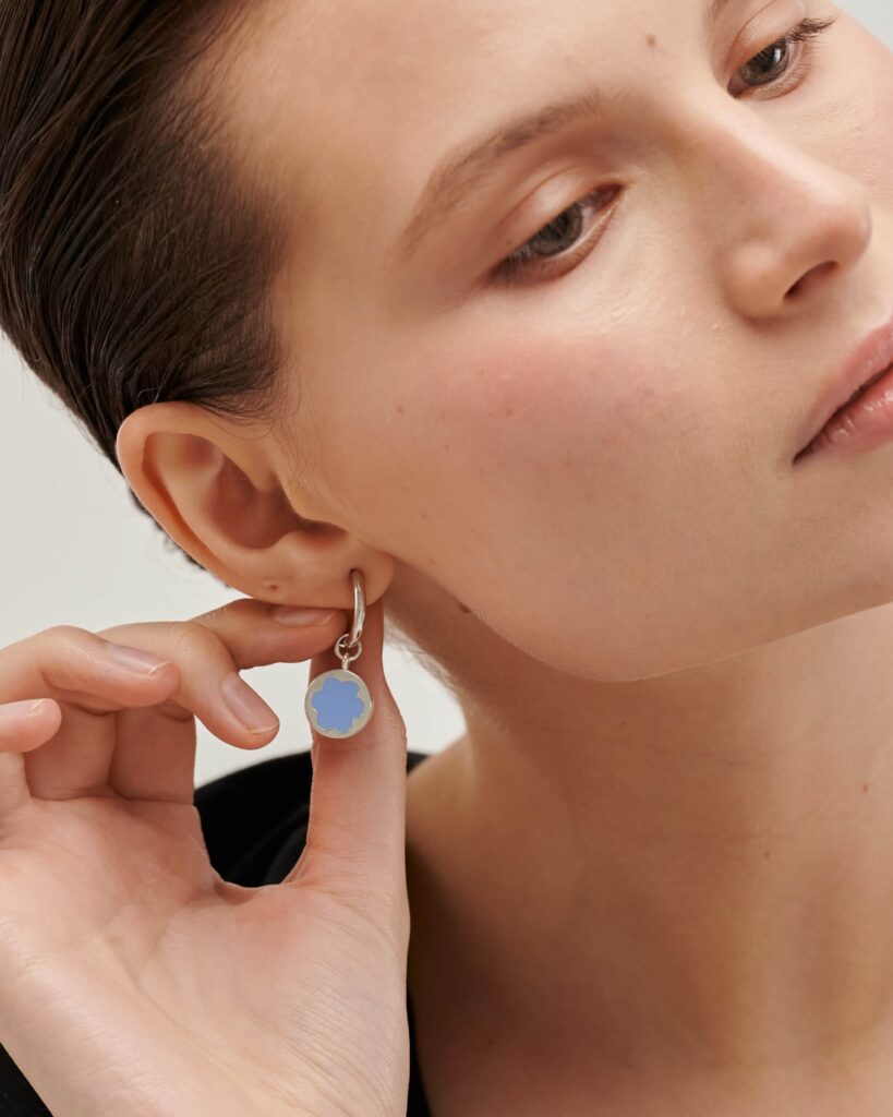 Blue Forget-Me-Not Hoop earrings