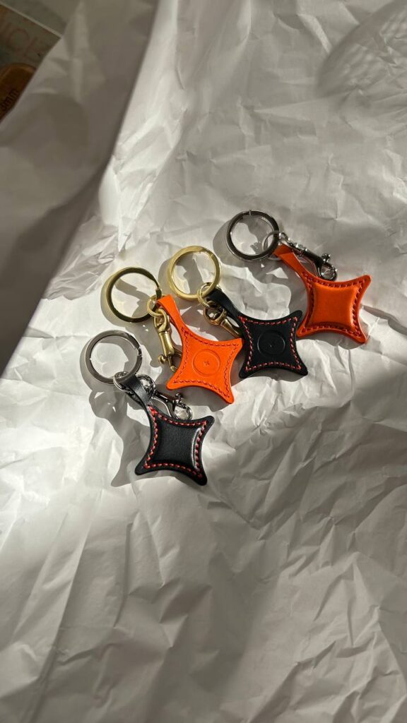 Orange Spark Silver Keychain