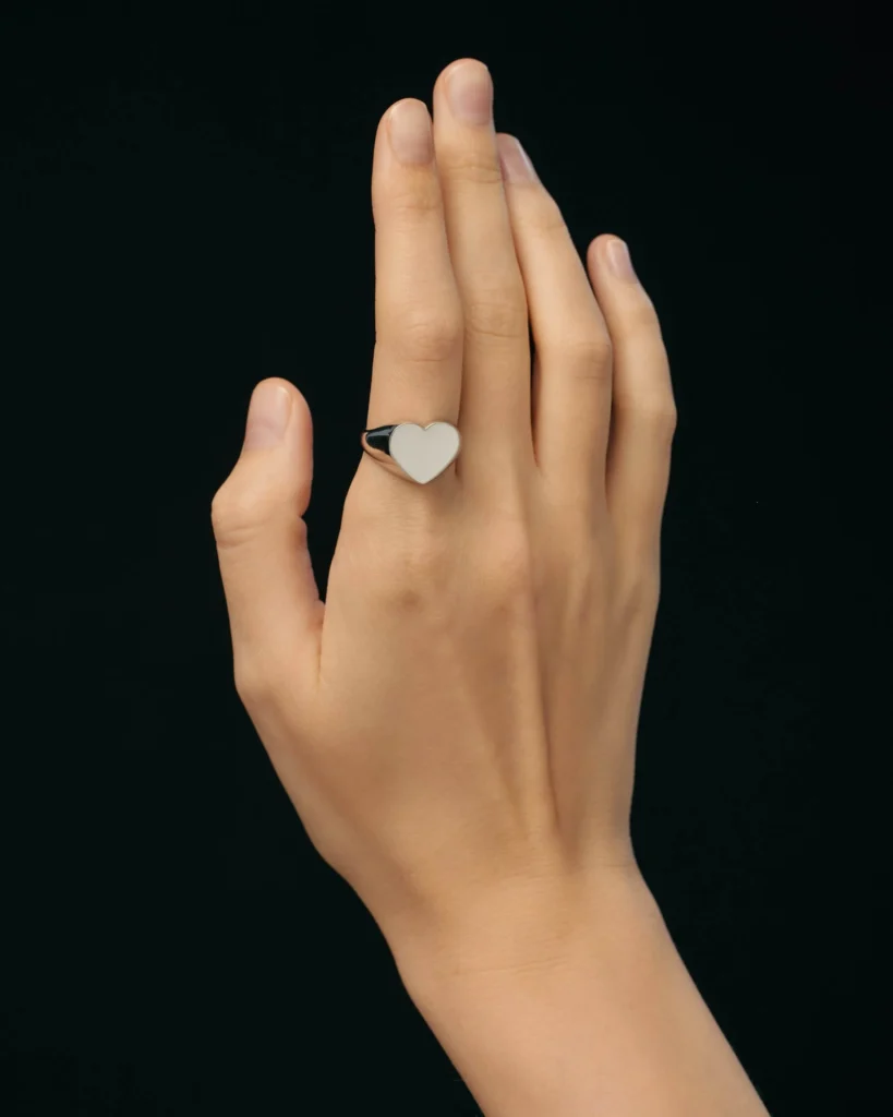 White Heart Signet Ring