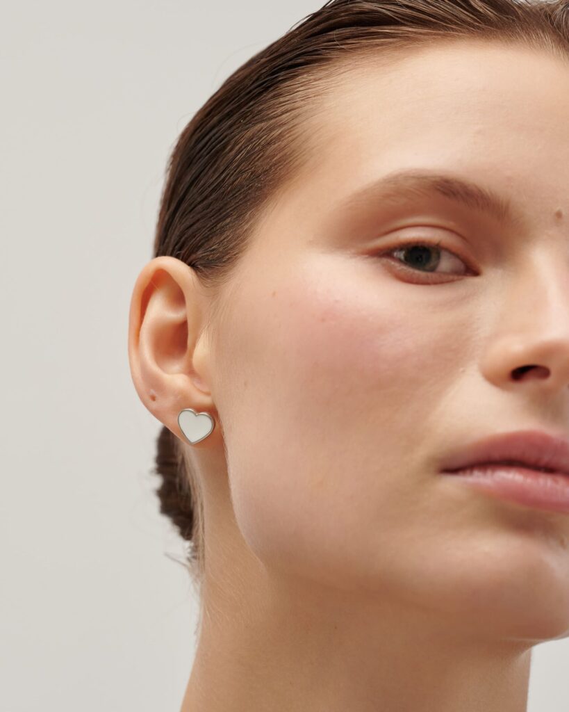 White Hearts Earrings