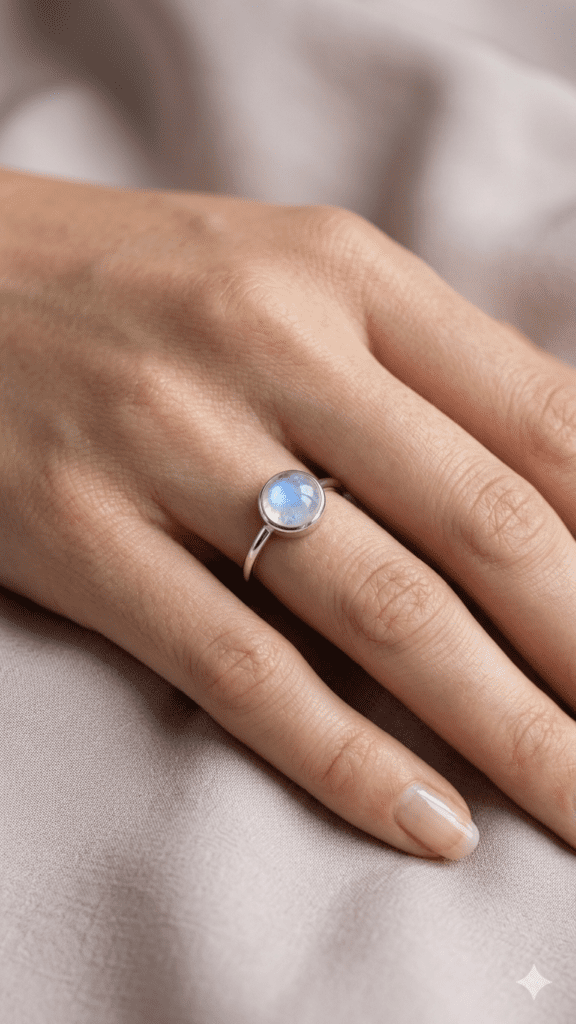 Moonstone Big Cabochon Ring